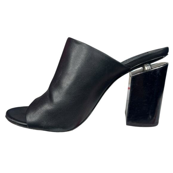 Alexander Wang Women’s Avery Black Leather Block Heel Mules Size 38.5 US 8.5 - Picture 2 of 14